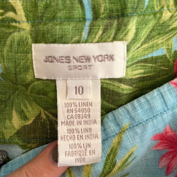 Jones New York 100% Linen Hawaiian Floral Dress 10 - Picture 3 of 4
